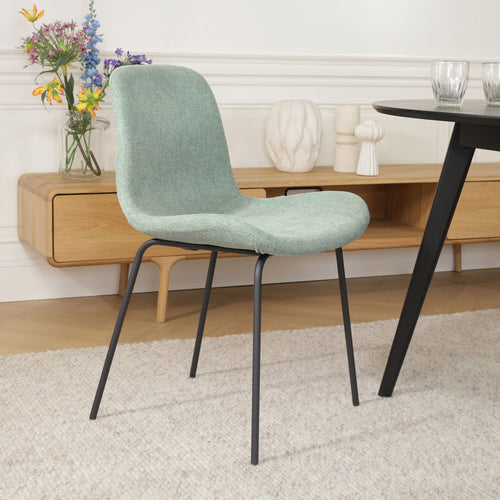 Nolon Nora-Fé Eetkamerstoel Zacht Groen - Stof - Zwarte Ptoen - vtwonen shop