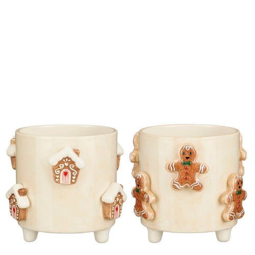 Mica Decorations Bloempot - 1 Stuk Willekeurig - Kleur/Variant Niet Kiesbaar - H15 x Ø17 cm - Dolomiet - Off-white