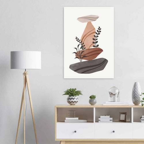Artfulprints Poster Boho – Rock balance   - 30x40 cm - Bruin