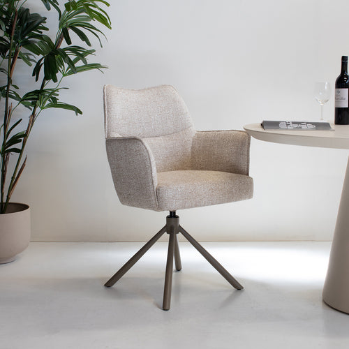 DÉJA Living Eetkamerstoel Zayn - Beige/Taupe - Draaibaar - Set van 2 - vtwonen shop