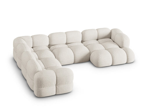 Cosmopolitan Design Panoramische hoekbank links Loretto 5-zits, structurele stof beige - 250x345x68cm