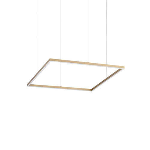 Ideal Lux ORACLE SLIM Vierkante 70 cm niet-dimbare ronde LED-pendellamp met geïntegreerde LED-verlichting, 3000K, messing, 4350lm