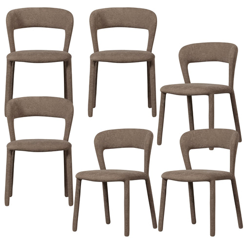 WOOOD eetkamerstoelen Noble - Polyester - Taupe - Set van 6 - vtwonen shop