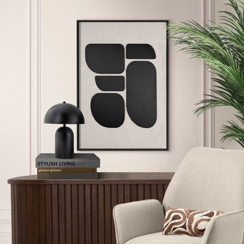 Reinders Organic Blocks Linen Black schilderij 3d art -  zwart - woonkamer - 70x50cm