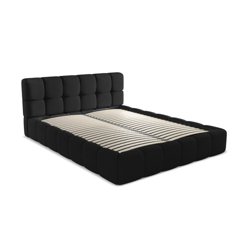 LaMiaSofa Bed met opbergruimte Roma - chenille stof - zwart - 180x228x82