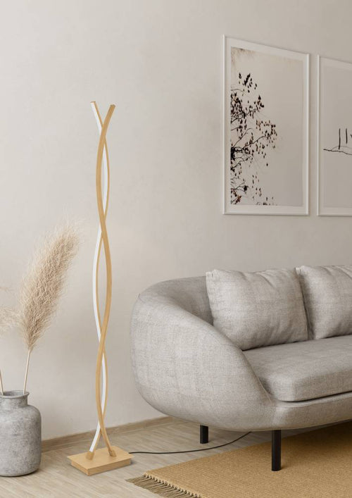 EGLO vloerlamp Lasana 4 - led - 143 cm - lichtbruin/wit - vtwonen shop