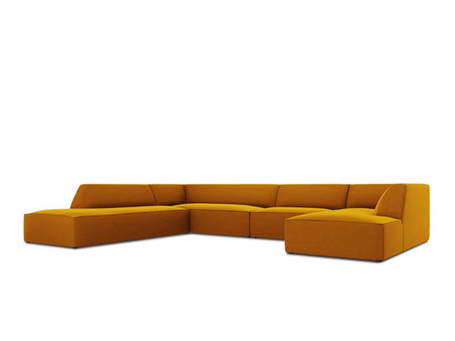 Micadoni Panoramische hoekbank links Ruby 7-zits, flueel, geel - 273x366x69cm