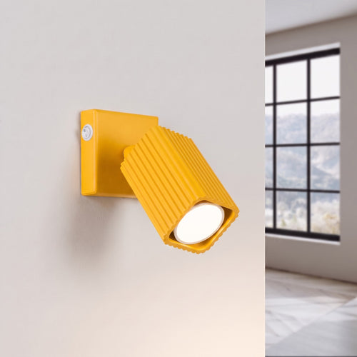 Sollux Lighting Wandlamp RAYO geel met schakelaar - 8x16x16cm