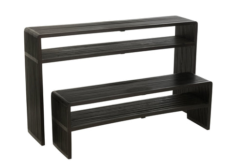 J-Line console Met Schap - hout - zwart - 2 stuks