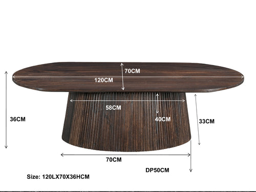 Livingfurn salontafel Salvator Oval - 120cm - mangohout - bruin - vtwonen shop
