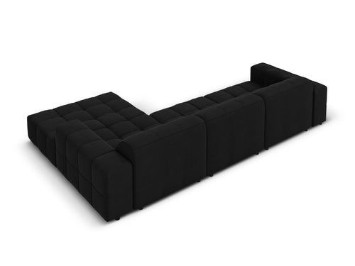 Cosmopolitan Design rechter hoekbank Chicago 4-zits, flueel zwart - 167x294x78cm
