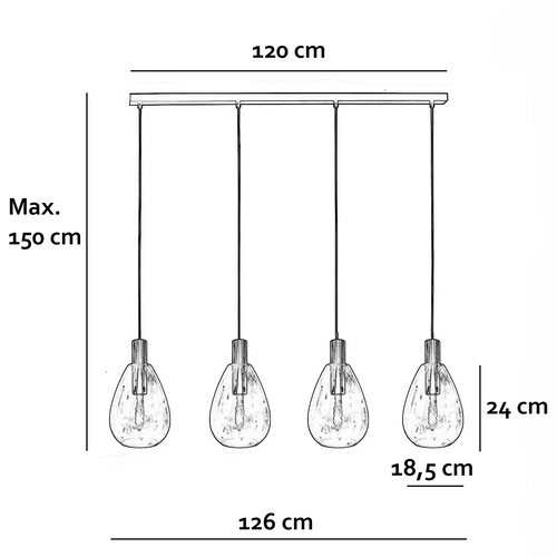 Freelight hanglamp Dorato - 4 lichts - 126  x 150   cm - zwart - vtwonen shop