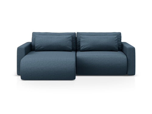Cosmopolitan Design Omkeerbare converteerbare hoekbank met opbergdoos Belfast 3-zits, structurele stof blauw - 149x240x84cm