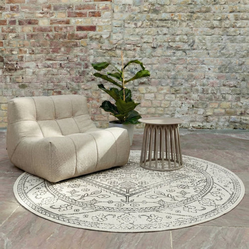 Rond buitenkleed Nova zwart/wit - Interieur05