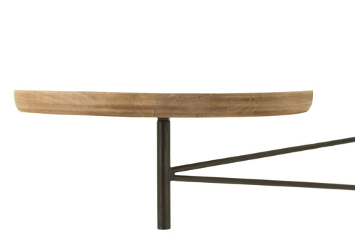 J-Line tafelmuur Draaiend Rond - hout/metaal - naturel