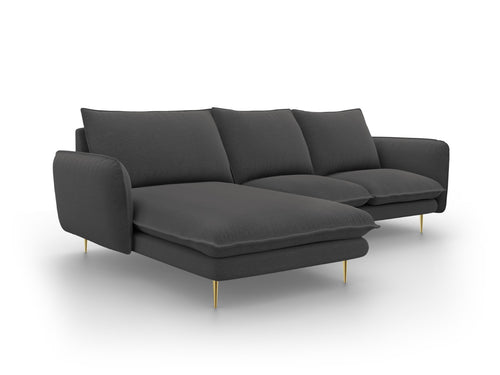 Cosmopolitan Design linker hoekbank Vienna 5-zits, structurele stof, donkergrijs - 170x255x95cm