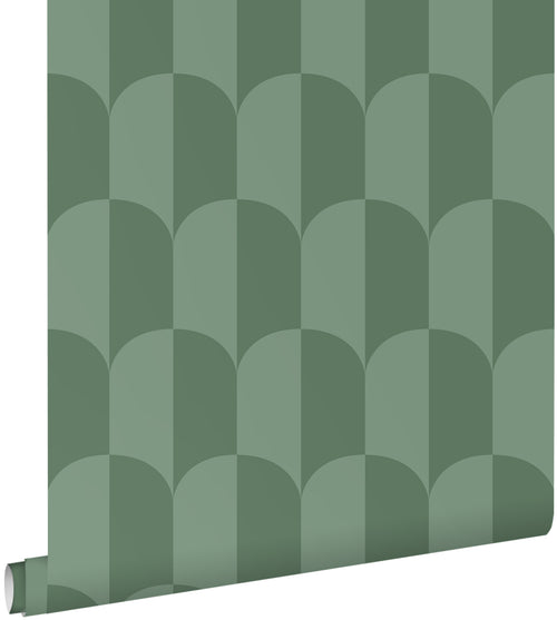 ESTAhome behang art deco bogen vergrijsd groen - 50 x 900 cm - 139989 - vtwonen shop