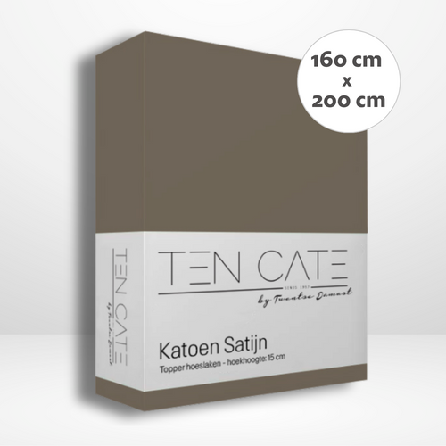 Ten Cate topper hoeslaken - 100% katoensatijn - 160x200 - taupe