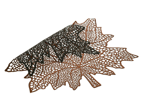 J-Line placemat Blad - kunststof - bruin