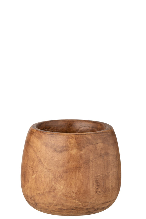 J-Line bloempot Paulownia - hout - bruin - Ø 22.5 cm