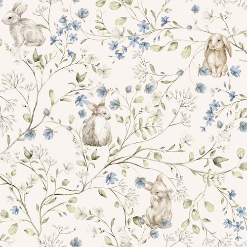 ESTAhome behang konijnen beige, groen, blauw en wit - 50 x 900 cm - 131138 - vtwonen shop