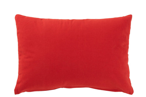 J-Line kussen Rechthoek Joyful - fluweel - rood/wit