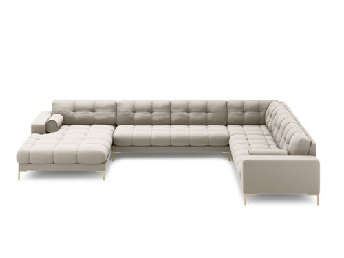 Cosmopolitan Design Panoramische hoekbank rechts Bali 7-zits, structurele stof, beige - 256x327x75cm