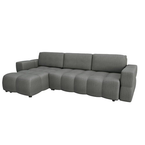 Sia Home - Linkshoekbank met slaapfunctie GABRIEL - kruisbinding antracietgrijs 286cm