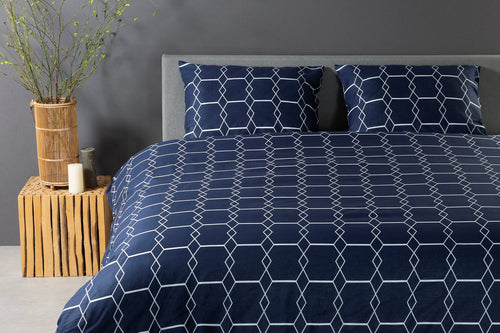 Katoenen Dekbedovertrek - Graphic Navy