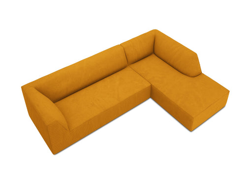 Micadoni rechter hoekbank Ruby 4-zits, ribfluwelen, geel - 180x273x69cm
