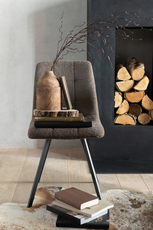 J-Line stoel Babette - textiel/metaal - donkergrijs - 2 stuks - vtwonen shop