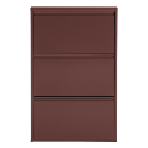 WOOOD 3-vaks schoenenkast Sabine - Metaal - Bordeauxrood - 103x66x16