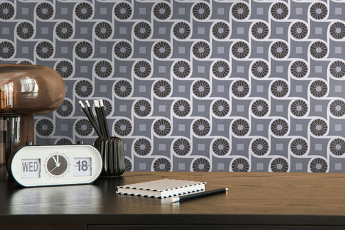 Livingwalls behang grafisch motief grijs, wit en zwart - 53 cm x 10.05 m - AS-390604 - vtwonen shop