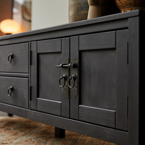 Tikamoon Massief grenen tv-meubel 170 cm - Zwart - vtwonen shop