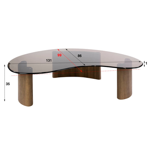 Giga Living Salontafel Tinto - Organisch Brons Glas - 130x100x35cm