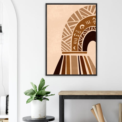 Artfulprints Poster met Lijst Boho – Ethnic sunrise   - 30x40 cm - Bruin
