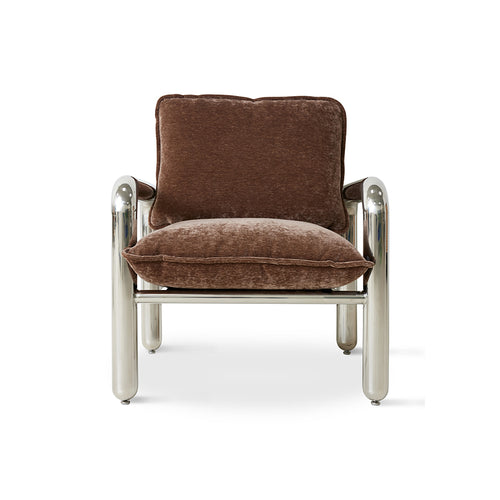 HKLIVING loungestoel Chrome – velvet brown