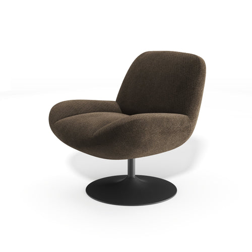 Premium Interiors - Draaistoel RETRO - krullend fluweel espressobruin 71cm