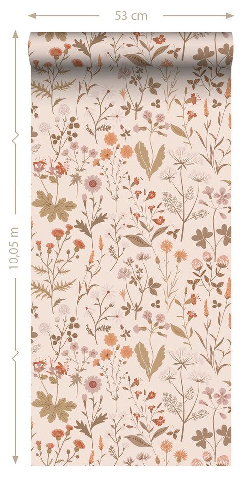 ESTAhome behang veldbloemen beige - 53 cm x 10.05 m - 139596