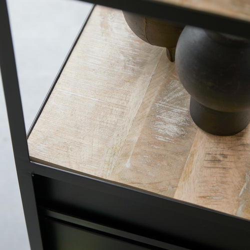Tikamoon Mangohouten en metalen kolomkast - Zwart - vtwonen shop