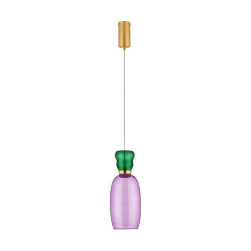 Nova Luce PLUMA Slanke hanglamp voor aan het plafond, glanzend paars met gouden accenten, LED 5W 450lm 3000K