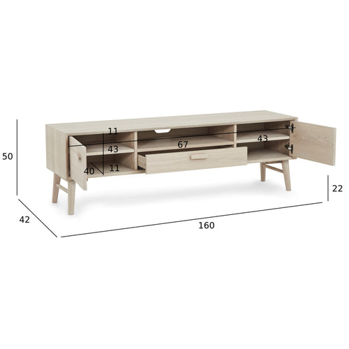Furnhouse tv-meubel Porto - Witte olie - MDF, Eikenfineer - 42x160x50
