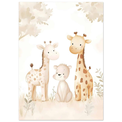 Artfulprints  Giraffen familie pastel   poster 50x70 cm - vtwonen shop