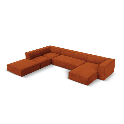 Cosmopolitan Design - Panoramische hoekbank links Turin 6-zits, structurele stof terracotta - 270x365x68cm