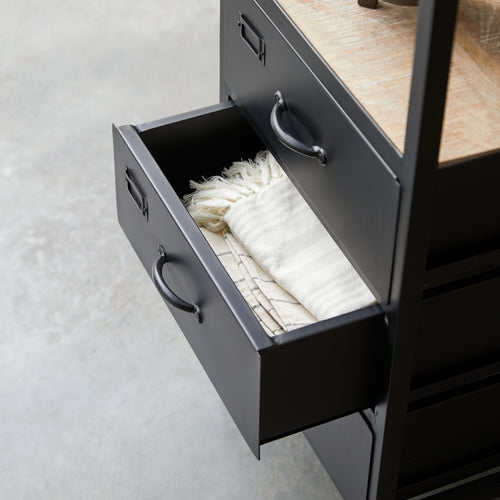 Tikamoon Mangohouten en metalen kolomkast - Zwart - vtwonen shop