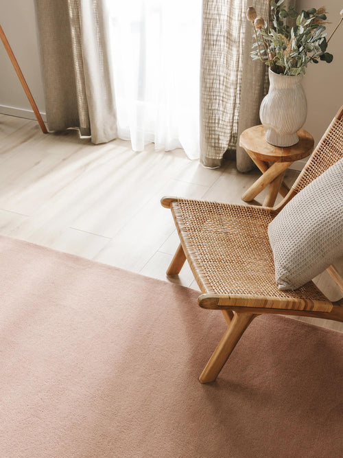 benuta wollen vloerkleed Bent - roze - 200x300 cm