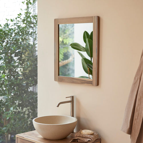 Tikamoon Spiegel van massief acaciahout 55,5 x 50 cm - Naturel - vtwonen shop