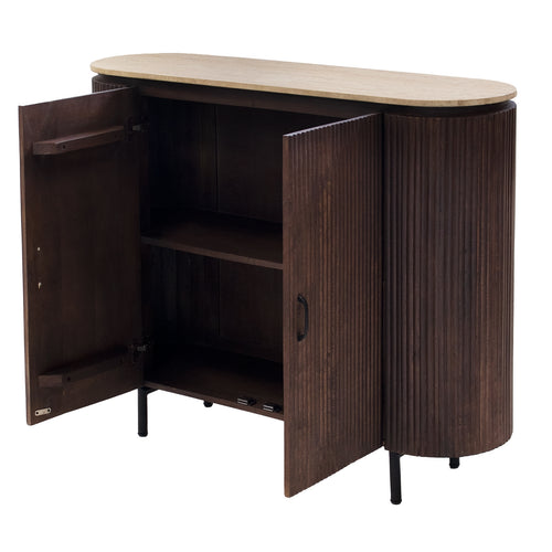 Giga Meubel Dressoir Amber - Travertin - Donkerbruin - 120cm - vtwonen shop