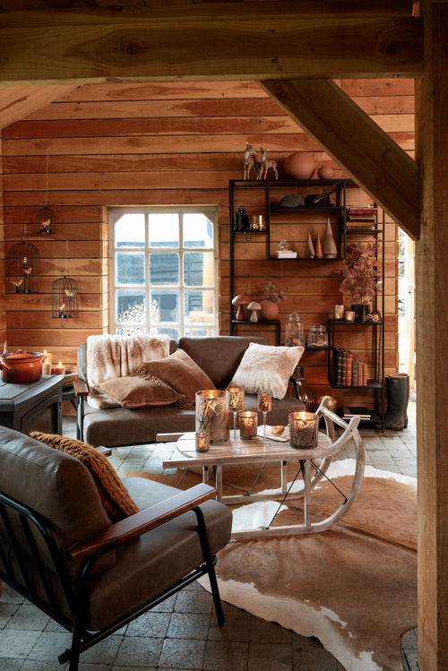 J-Line tapijt koeienvel - leer - bruin/wit