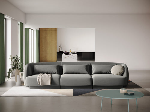 Cosmopolitan Design Bank Tulum 3-zits, flueel, lichtgrijs - 90x255x70cm
